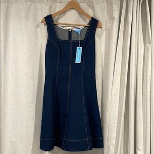 NEW!! Draper James Blue A-Line Mini Dress Sleeveless Square Neck